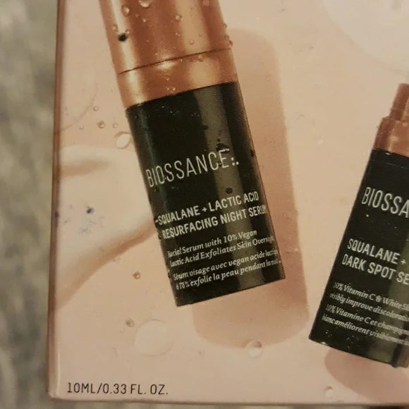 Biossance Vitamin C Serum Lactic Acid Resurfacing Night Serum Duo Travel Size - Picture 3 of 9
